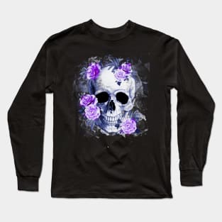 Sage Tribe Skull With roses Long Sleeve T-Shirt